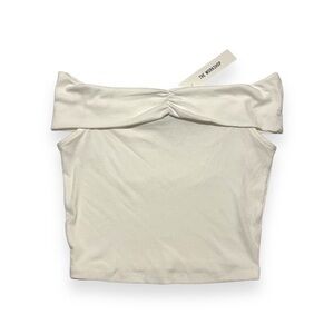 The Workshop Off-Shoulder Cream Crop Top NWT Size L